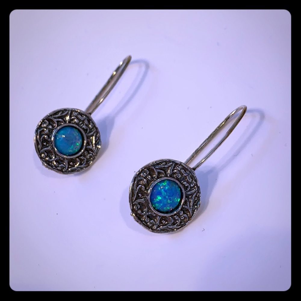 Silver and Blue Drop Earrings